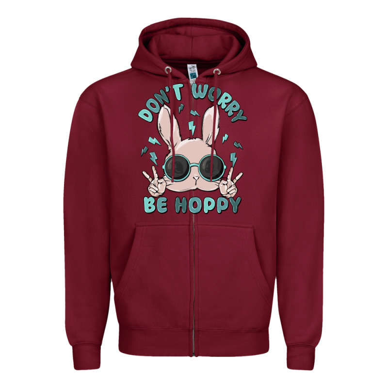 Don't Worry Be Hoppy Zipper Hoodie by MaliasSmallBusiness | Teevron