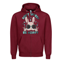 Burgundy don't worry be hoppy Zipper Hoodie - MaliasSmallBusiness
