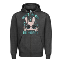Charcoal Heather don't worry be hoppy Zipper Hoodie - MaliasSmallBusiness