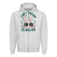 Dove Grey don't worry be hoppy Zipper Hoodie - MaliasSmallBusiness