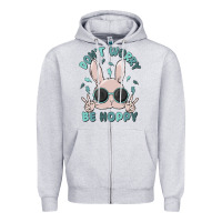 Heather Grey don't worry be hoppy Zipper Hoodie - MaliasSmallBusiness