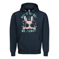 Navy don't worry be hoppy Zipper Hoodie - MaliasSmallBusiness