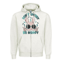 Oatmeal Heather don't worry be hoppy Zipper Hoodie - MaliasSmallBusiness