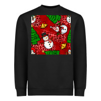Black christmas snowman and trees seamless pattern Heavyweight Sweatshirt - BundleAndBundleShop