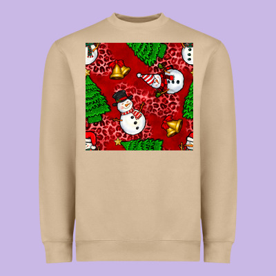 Christmas Snowman And Trees Seamless Pattern Heavyweight Sweatshirt Designed By Bundleandbundleshop