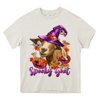 Cream Spooky Goat Heavy Core Tee - RanaPortraitStore