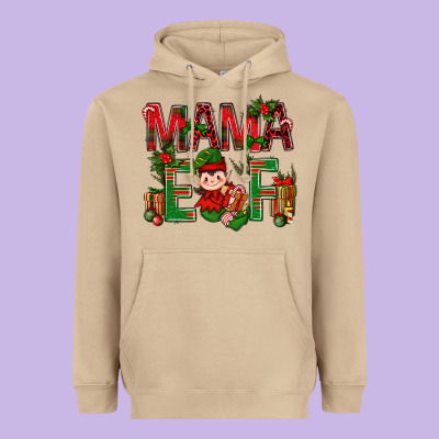 Mama Elf With Gift Christmas Heavyweight Hoodie Designed By Bundleandbundleshop