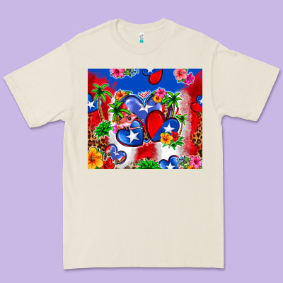 Puerto Rico Hearts Premium Tee Designed By Zillion Design Studio