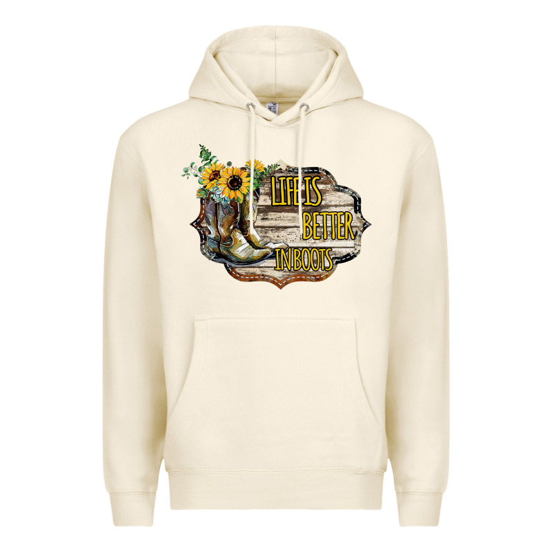Life Is Better In Boots Premium Hoodie by Bettercallsaul | Teevron