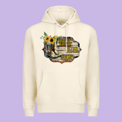 Life Is Better In Boots Premium Hoodie Designed By Bettercallsaul