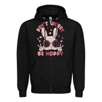 Black don't worry be hoppy Zipper Hoodie - MaliasSmallBusiness