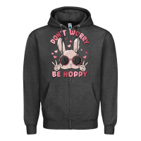 Charcoal Heather don't worry be hoppy Zipper Hoodie - MaliasSmallBusiness
