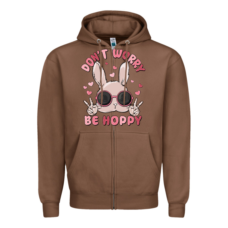 Don't Worry Be Hoppy Zipper Hoodie by MaliasSmallBusiness | Teevron