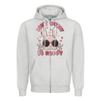 Dove Grey don't worry be hoppy Zipper Hoodie - MaliasSmallBusiness