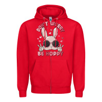 Red don't worry be hoppy Zipper Hoodie - MaliasSmallBusiness