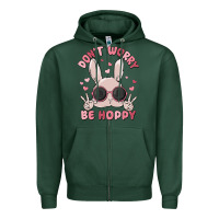 Sports Green don't worry be hoppy Zipper Hoodie - MaliasSmallBusiness