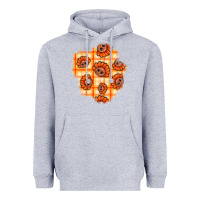 Heather Grey Thanksgiving Turkey With Tartan Patch Heavyweight Hoodie - BundleAndBundleShop