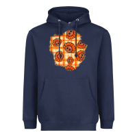 Navy Thanksgiving Turkey With Tartan Patch Heavyweight Hoodie - BundleAndBundleShop