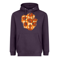 Plum Thanksgiving Turkey With Tartan Patch Heavyweight Hoodie - BundleAndBundleShop