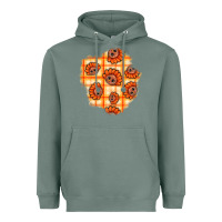 Sage Thanksgiving Turkey With Tartan Patch Heavyweight Hoodie - BundleAndBundleShop