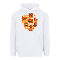 White Thanksgiving Turkey With Tartan Patch Heavyweight Hoodie - BundleAndBundleShop