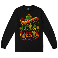 Black let's fiesta mexican hat Long Sleeve Tee - BarkalooDesign