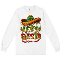 White let's fiesta mexican hat Long Sleeve Tee - BarkalooDesign
