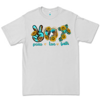 Dove Grey peace love faith Premium Tee - texasbilliewilder