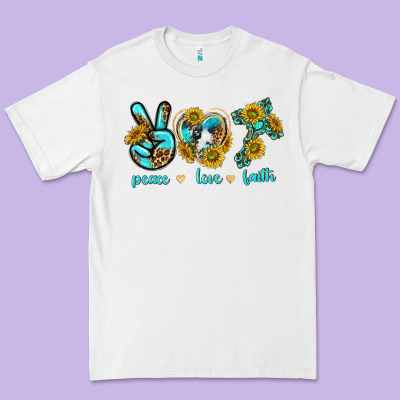 Peace Love Faith Premium Tee Designed By Texasbilliewilder