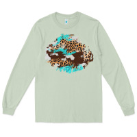 Matcha cowhide leopard turquoise patch Long Sleeve Tee - AdoDesignShop