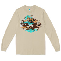 Mushroom cowhide leopard turquoise patch Long Sleeve Tee - AdoDesignShop