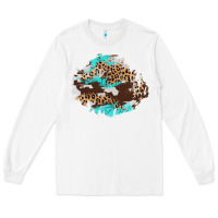 White cowhide leopard turquoise patch Long Sleeve Tee - AdoDesignShop