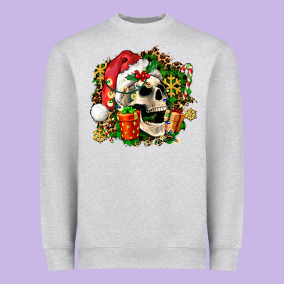 Christmas Skull And Gift Heavyweight Sweatshirt Designed By Adodesignshop