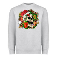 Heather Grey christmas skull and gift Heavyweight Sweatshirt - AdoDesignShop