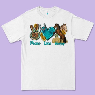 Peace Love Horses Tbw Premium Tee Designed By Texasbilliewilder