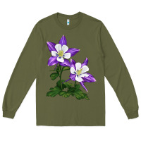 Army Green rocky mountain columbine Long Sleeve Tee - LillyAllenDesigns