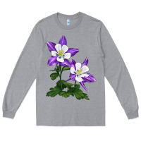 Heather Grey rocky mountain columbine Long Sleeve Tee - LillyAllenDesigns