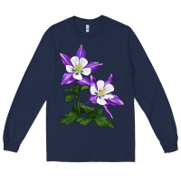 Navy rocky mountain columbine Long Sleeve Tee - LillyAllenDesigns