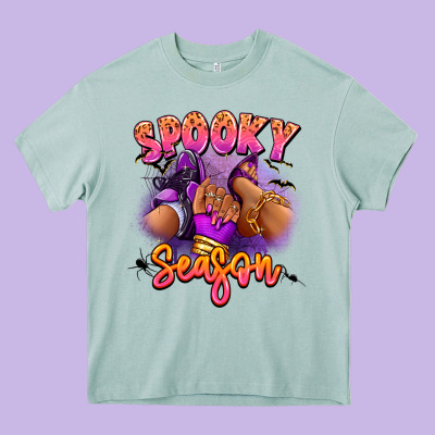 Heavy Core Tee Spooky season sneaker and heel afro woman