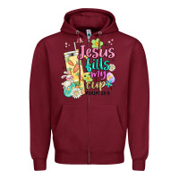 Burgundy easter jesus fills my cup Zipper Hoodie - MaliasSmallBusiness