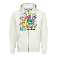 Oatmeal Heather easter jesus fills my cup Zipper Hoodie - MaliasSmallBusiness