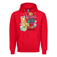 Red easter jesus fills my cup Zipper Hoodie - MaliasSmallBusiness