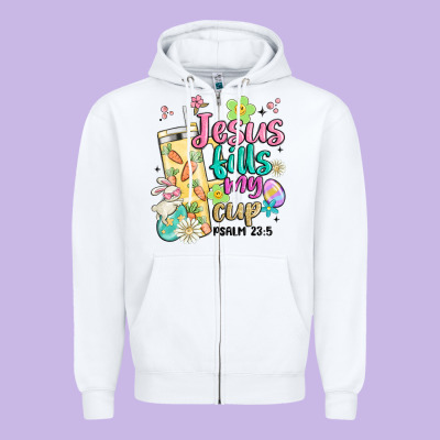 Easter Jesus Fills My Cup Zipper Hoodie Designed By Maliassmallbusiness