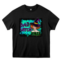 Black Halloween Bad Witch Vibes Watercolor Heavy Core Tee - RanaPortraitStore