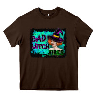 Chocolate Brown Halloween Bad Witch Vibes Watercolor Heavy Core Tee - RanaPortraitStore