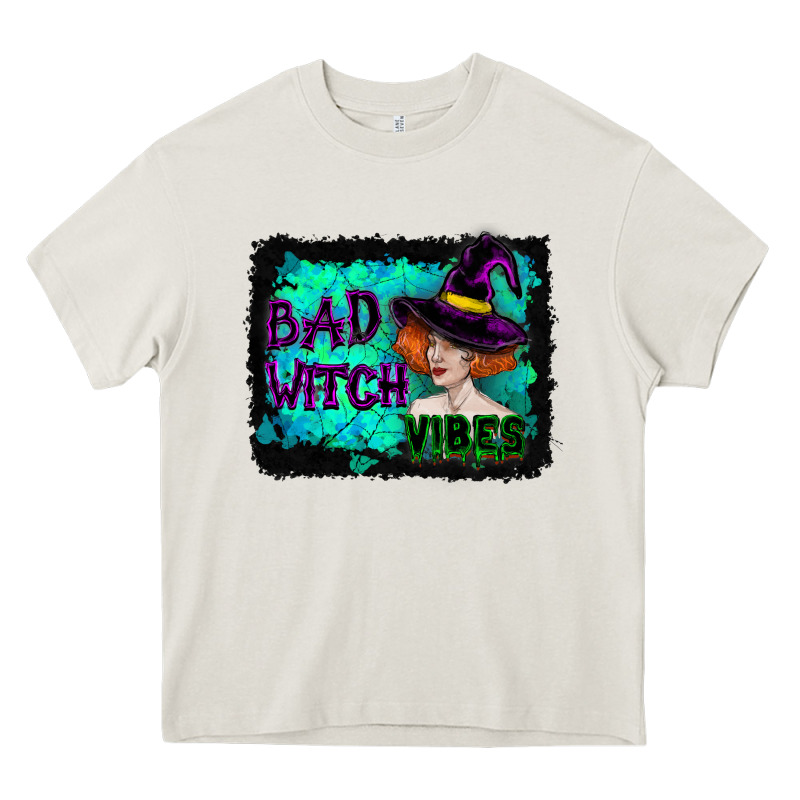 Halloween Bad Witch Vibes Watercolor Heavy Core Tee by RanaPortraitStore | Teevron