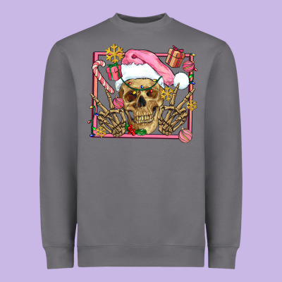 Pink Christmas Skeleton Heavyweight Sweatshirt Designed By Adodesignshop