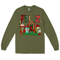 Army Green feliz navidad lady of Guadalupe christmas coffee Long Sleeve Tee - Jasminsmagicworld