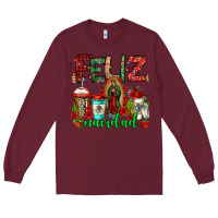 Burgundy feliz navidad lady of Guadalupe christmas coffee Long Sleeve Tee - Jasminsmagicworld