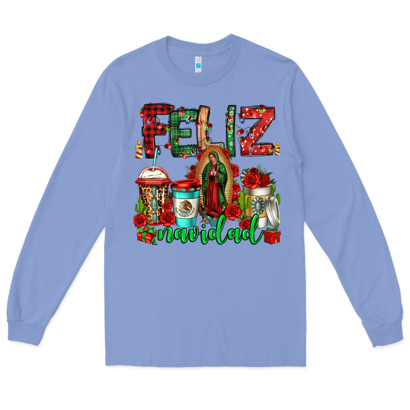 Feliz Navidad Lady Of Guadalupe Christmas Coffee Long Sleeve Tee by Jasminsmagicworld | Teevron